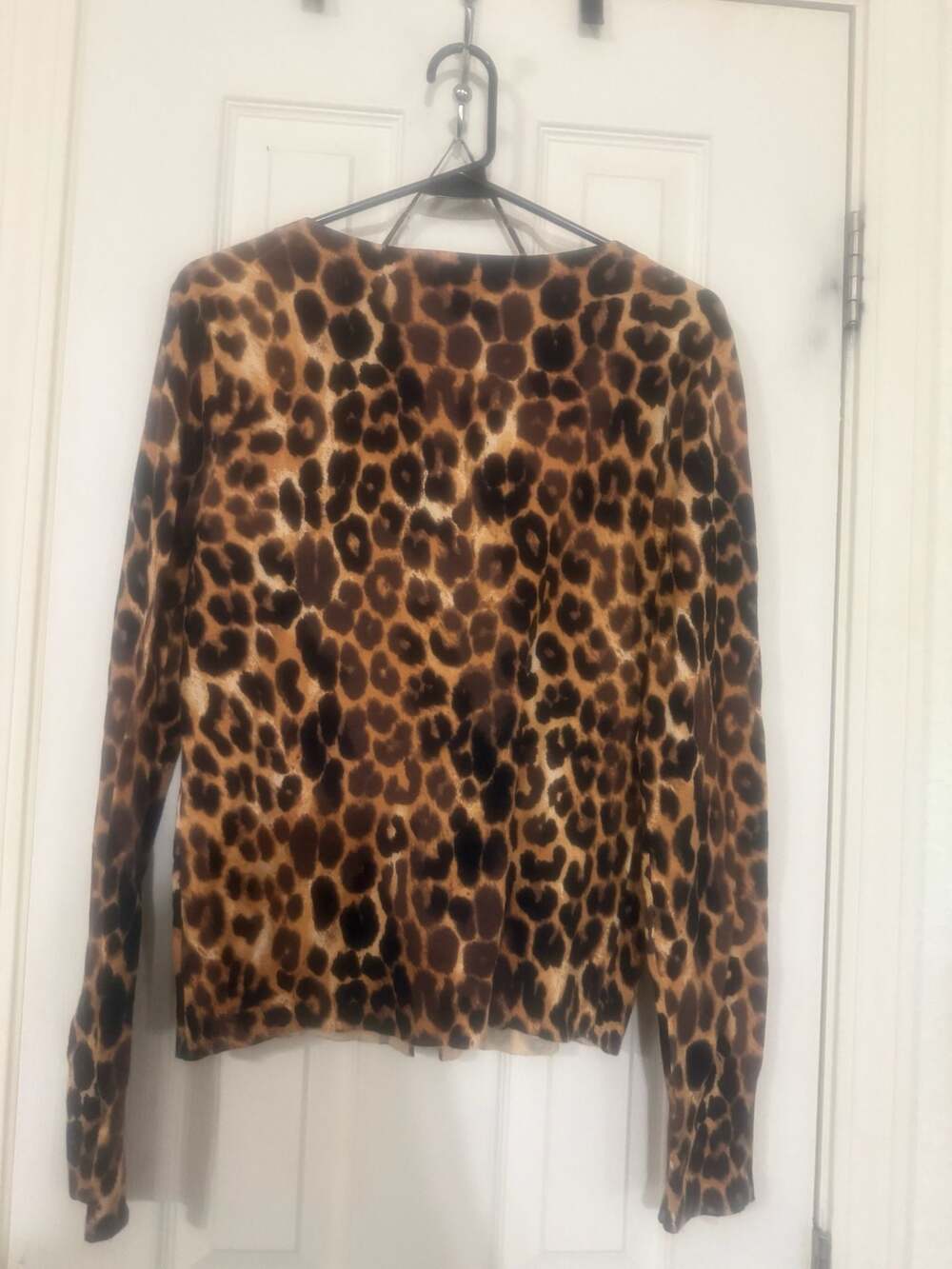 Express Women's Leopard Print Button-Front Cardigan Sweater - Picture 2 of 4